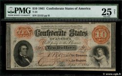 10 Dollars 美利堅聯盟國  1861 P.23 VF-