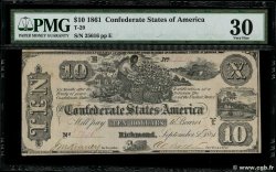 10 Dollars ESTADOS CONFEDERADOS DE AMÉRICA  1861 P.28 MBC
