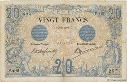 20 Francs NOIR Petit numéro FRANCE  1904 F.09.03