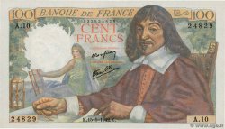 100 Francs DESCARTES FRANCE  1942 F.27.01 pr.SPL