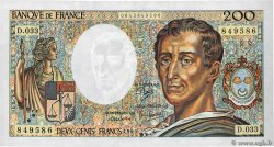 200 Francs MONTESQUIEU UNIFACE FRANCE  1985 F.70U.05 AU+