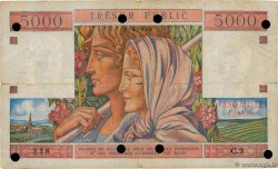 5000 Francs TRÉSOR PUBLIC Annulé FRANCIA  1955 VF.36.01 q.MB