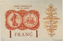 1 Franc MINES DOMANIALES DE LA SARRE FRANKREICH  1919 VF.51.06 VZ+
