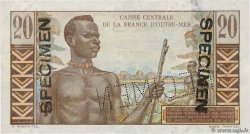 20 Francs Émile Gentil Spécimen FRENCH EQUATORIAL AFRICA  1946 P.22s AU-