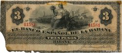3 Pesos CUBA  1883 P.028f G
