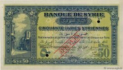 50 Livres Syriennes Spécimen SIRIA Beyrouth 1920 P.09s SPL+