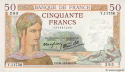 50 Francs CÉRÈS modifié FRANCE  1939 F.18.36