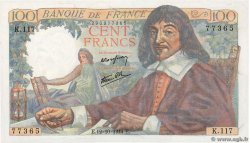 100 Francs DESCARTES  FRANCE  1944 F.27.08