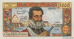 5000 Francs HENRI IV FRANCE  1958 F.49.07 XF