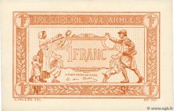1 Franc TRÉSORERIE AUX ARMÉES 1917 Épreuve FRANCE  1917 VF.03.00Ec pr.NEUF