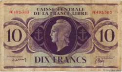 10 Francs FRENCH EQUATORIAL AFRICA Brazzaville 1944 P.11a F