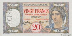 20 Francs Spécimen DSCHIBUTI   1941 P.07As fST