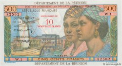 10 NF sur 500 Francs Pointe à Pitre REUNION ISLAND  1971 P.54b UNC-
