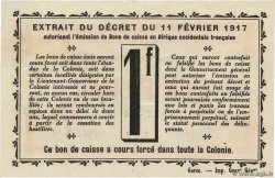 1 Franc SENEGAL  1917 P.02c VF+