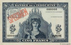 5 Francs Spécimen TAHITI  1944 P.19s EBC+