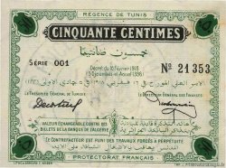 50 Centimes TUNISIE  1918 P.32b pr.SUP