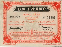1 Franc TUNISIA  1918 P.36e XF+
