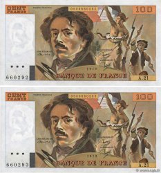 100 Francs DELACROIX modifié Consécutifs FRANCE  1979 F.69.03 pr.NEUF
