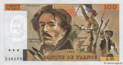 100 Francs DELACROIX modifié FRANKREICH  1980 F.69.04a fVZ