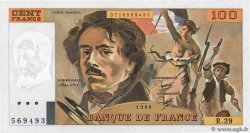100 Francs DELACROIX modifié FRANCE  1980 F.69.04a AU+