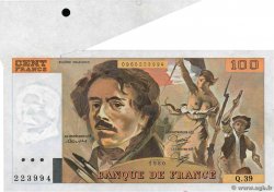 100 Francs DELACROIX modifié Fauté FRANCE  1980 F.69.04b SPL