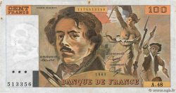 100 Francs DELACROIX modifié FRANKREICH  1981 F.69.05 fVZ