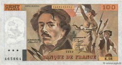 100 Francs DELACROIX modifié Fauté FRANCE  1982 F.69.06 TTB
