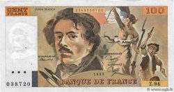 100 Francs DELACROIX modifié FRANKREICH  1985 F.69.09 VZ+