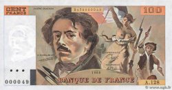 100 Francs DELACROIX modifié Petit numéro FRANCE  1988 F.69.12A128 NEUF