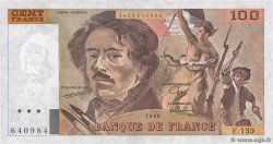 100 Francs DELACROIX imprimé en continu Fauté FRANCE  1990 F.69bis.01a pr.SPL