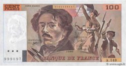 100 Francs DELACROIX imprimé en continu FRANCE  1990 F.69bis.02a