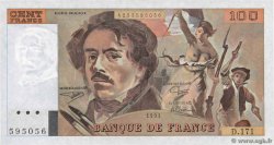 100 Francs DELACROIX imprimé en continu FRANCE  1991 F.69bis.03a2 pr.NEUF
