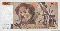 100 Francs DELACROIX imprimé en continu FRANCE  1990 F.69bis.02c pr.TTB