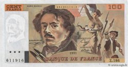 100 Francs DELACROIX imprimé en continu FRANCE  1991 F.69bis.03b2 TTB+