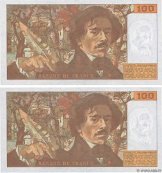 100 Francs DELACROIX imprimé en continu Consécutifs FRANCE  1993 F.69bis.05 NEUF