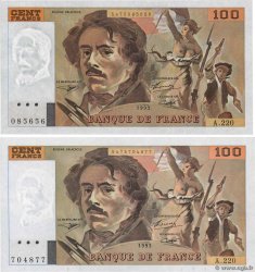 100 Francs DELACROIX imprimé en continu Lot FRANCE  1993 F.69bis.07 SUP+