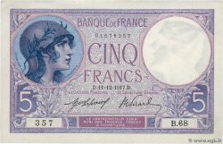 5 Francs FEMME CASQUÉE FRANCE  1917 F.03.01