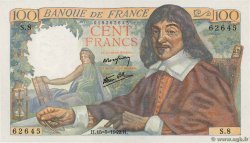 100 Francs DESCARTES FRANCE  1942 F.27.01 pr.SPL