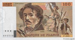 100 Francs DELACROIX imprimé en continu Fauté FRANKREICH  1993 F.69bis.07 VZ