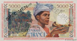 5000 Francs Antillaise Spécimen FRENCH GUIANA  1960 P.28s AU