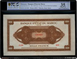1000 Francs MOROCCO  1943 P.28a VF
