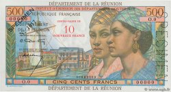 10 NF sur 500 Francs Pointe à Pitre Spécimen ISOLA RIUNIONE  1967 P.54as q.FDC