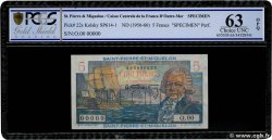 5 Francs Bougainville Spécimen SAINT-PIERRE UND MIQUELON  1946 P.22s fST+