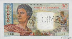 20 Francs Spécimen TAHITI  1951 P.21as UNC