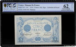 5 Francs BLEU FRANKREICH  1916 F.02.41 VZ+