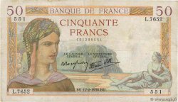 50 Francs CÉRÈS modifié  FRANCE  1938 F.18.09