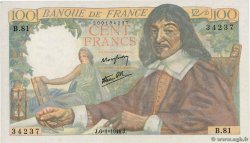 100 Francs DESCARTES FRANKREICH  1944 F.27.04 fST+