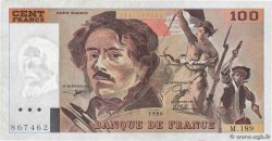 100 Francs DELACROIX imprimé en continu FRANCE  1990 F.69bis.02e2 VF-