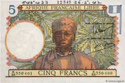 5 Francs Spécimen FRENCH EQUATORIAL AFRICA Brazzaville 1942 P.06s XF+