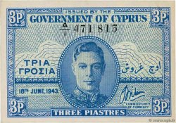 3 Piastres CYPRUS  1943 P.28a UNC